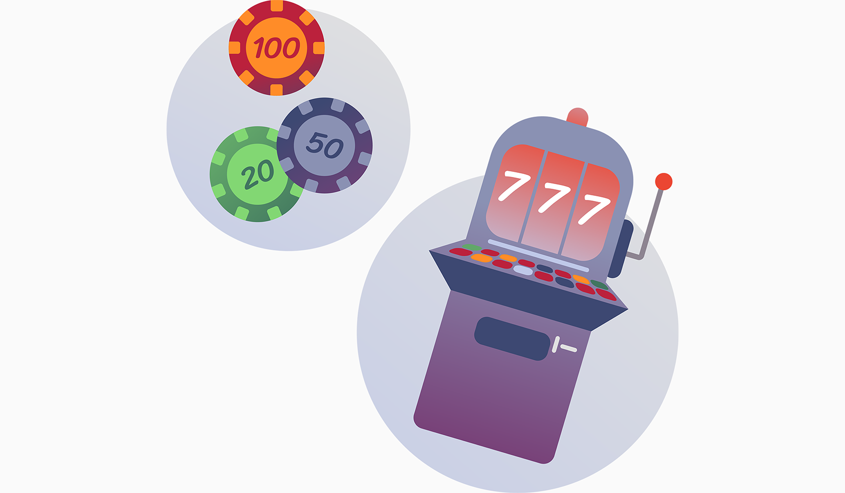 ein Spielautomat und Casino-Jetons. Mit Klick wird das Bild vergrößert.